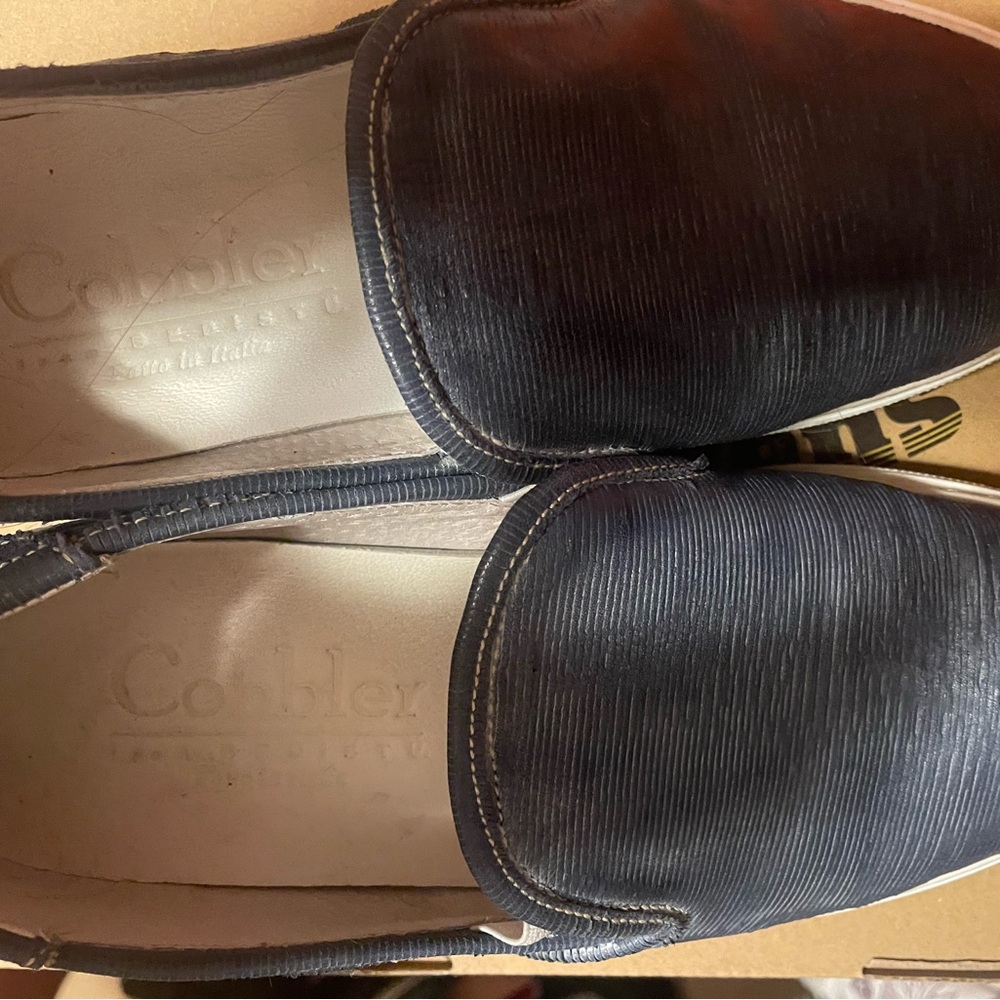 Bed Stu Distressed Blue cobbler series Leather Slip On Sneakers Women Size 8